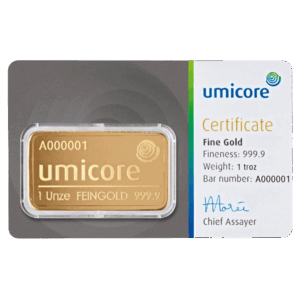 Umicore 1 t/oz gold bar