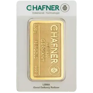 Золотой слиток 100 г | C. Hafner