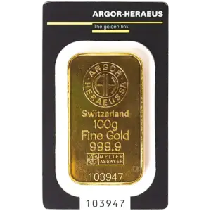 Золотой слиток 100 г | Argor-Heraeus KineBar