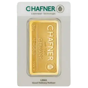 Золотой слиток 50 г — литой | C. Hafner